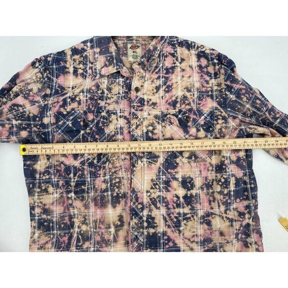 Dickies Women’s Size XL Bleached Plaid Button-Up Long Sleeve Work Shirt - Picture 5 of 5